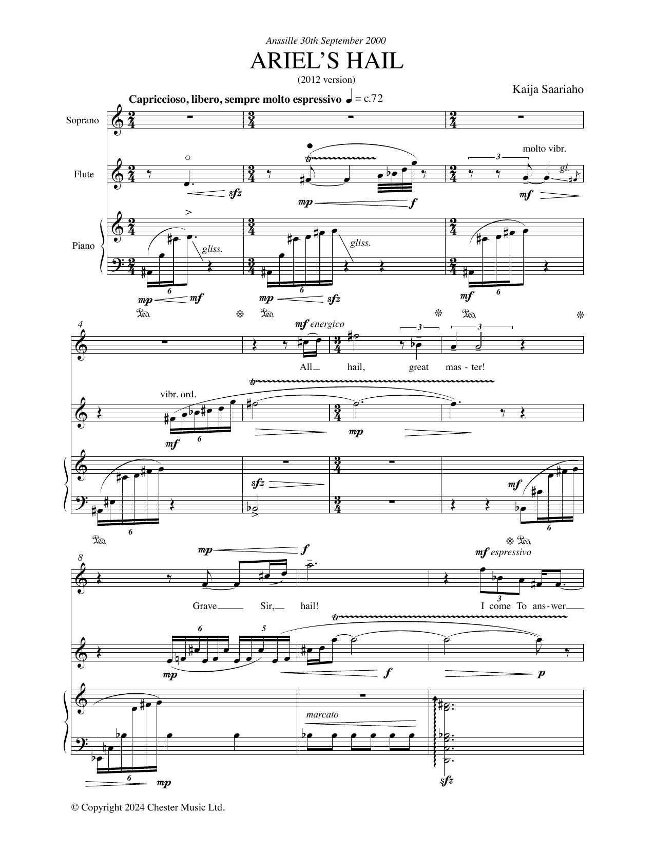 Product picture to: Ariel's Hail (for Soprano, Flute, and Piano)