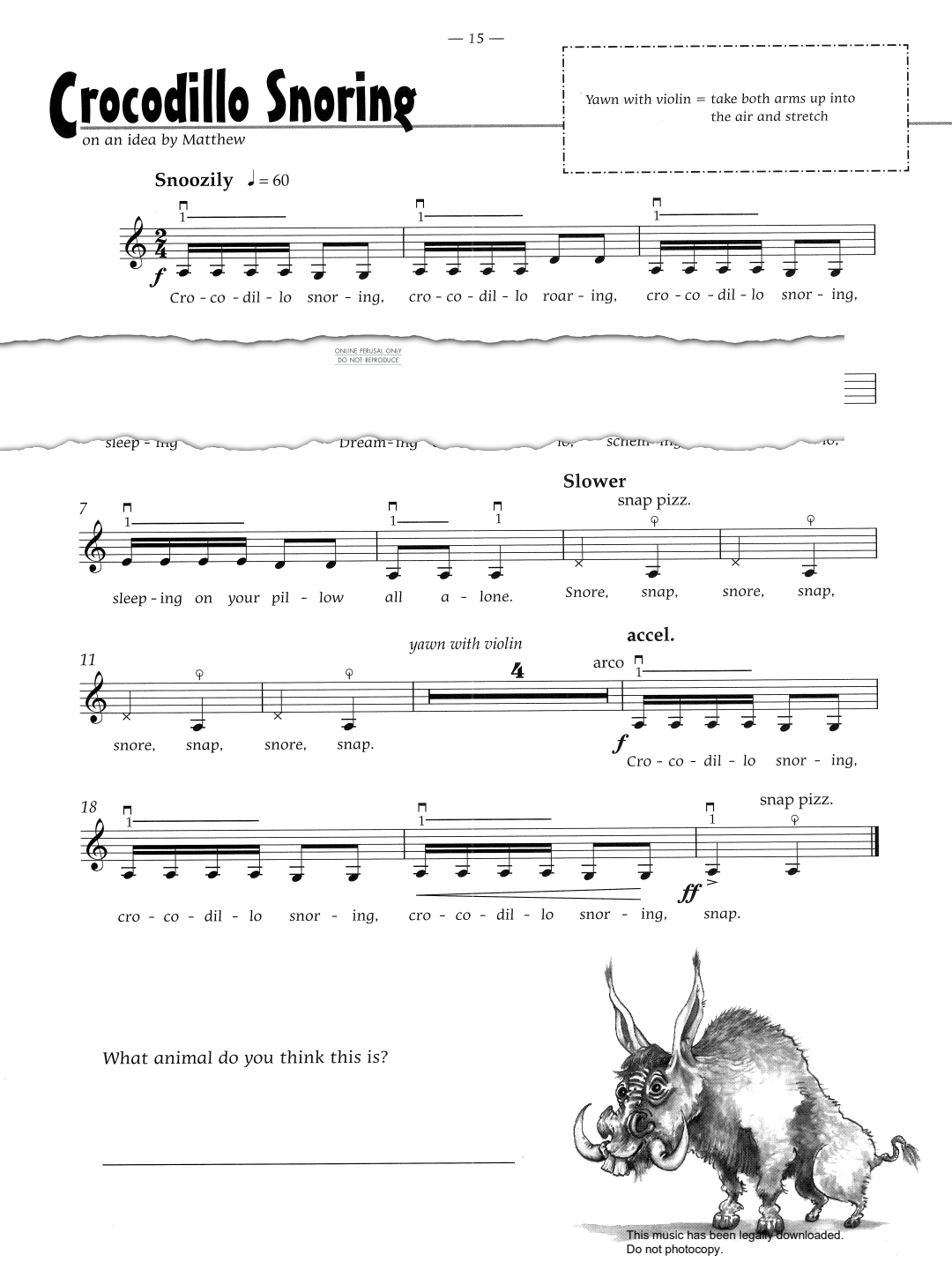 Produktgalerie: Seite 1 von 1 Crocodillo Snoring, Pam Wedgwood, Klavier, Violine