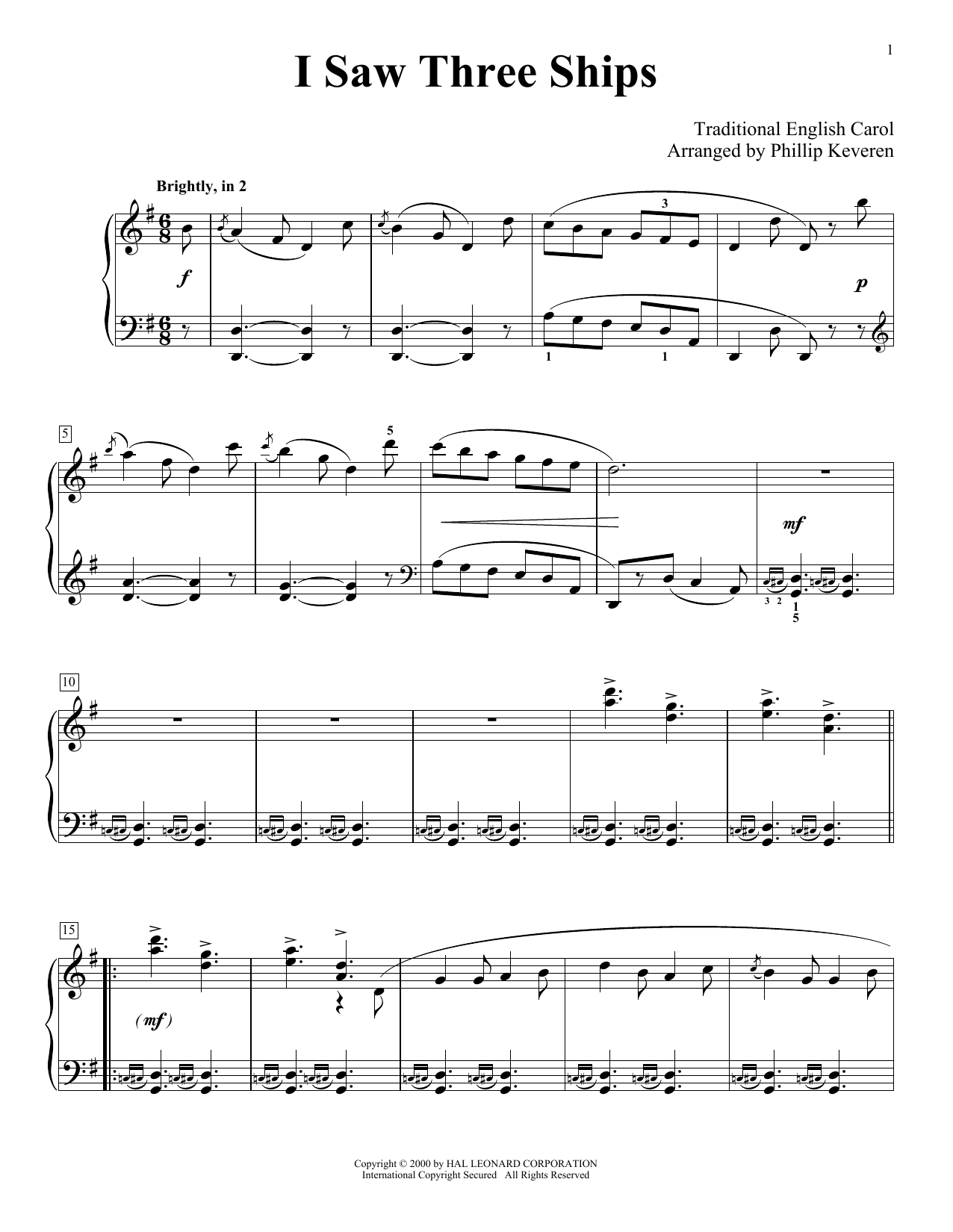Product picture to: I Saw Three Ships (arr. Phillip Keveren)