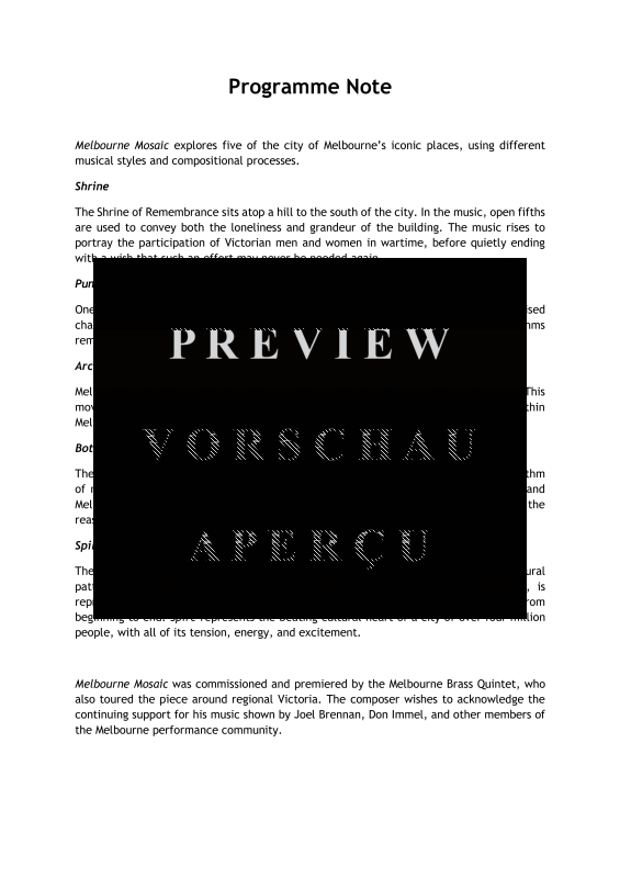 Produktgalerie: Seite 4 von 11 Melbourne Mosaic, , (Blechbläser Quintett)