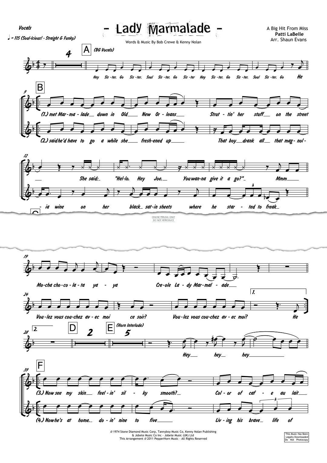 Product gallery: Page 1 of 1 Lady Marmalade, Patti LaBelle