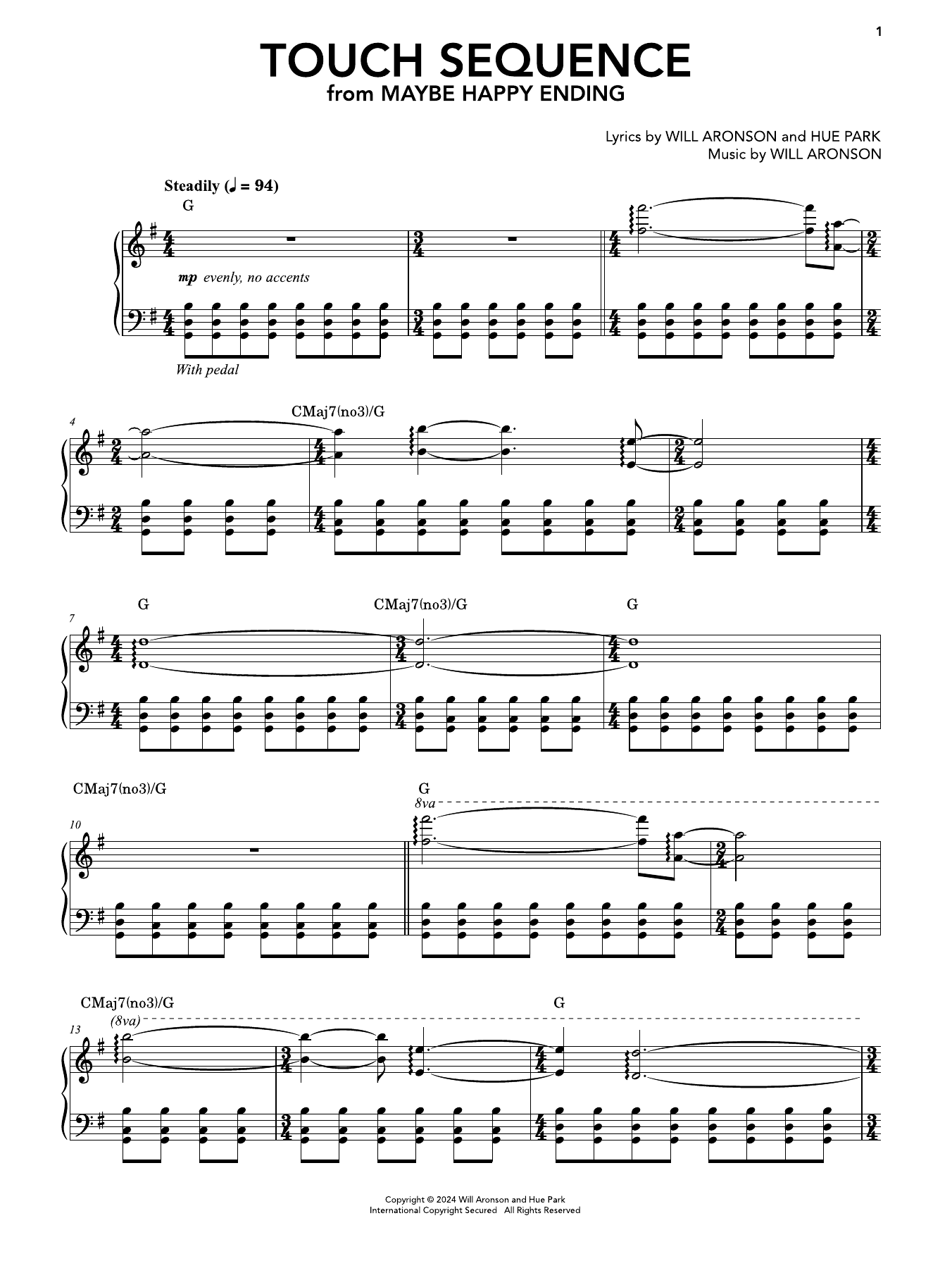 Produktgalerie: Seite 1 von 1 Touch Sequence (from Maybe Happy Ending), Hue Park & Will Aronson, Gesang, Klavier