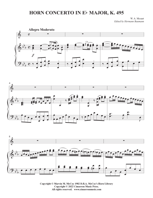 Product picture to: Horn Concerto, K.V. 495 (No. 4)Wolfgang Amadeus Mozart