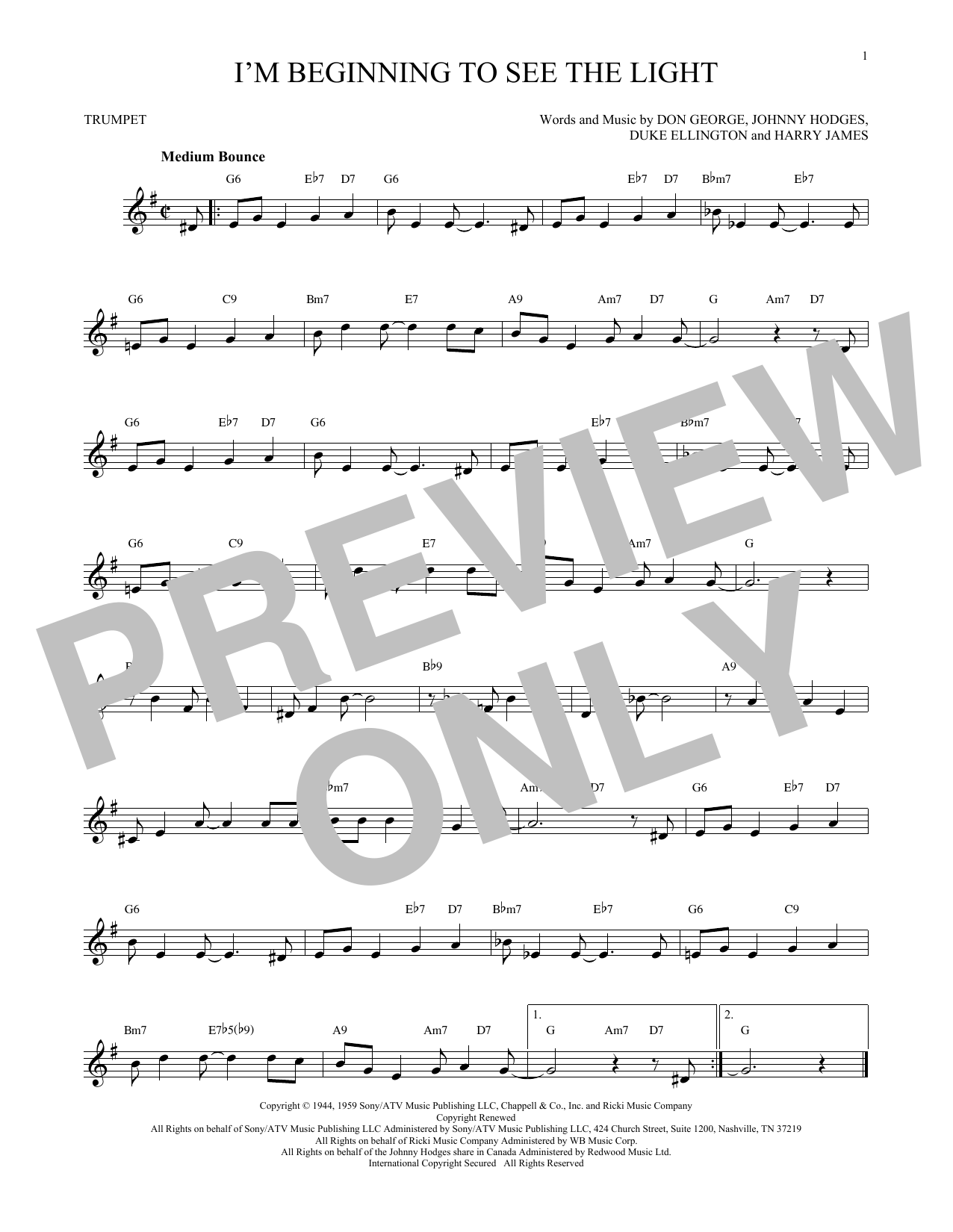Produktgalerie: Seite 1 von 1 I'm Beginning To See The Light, Duke Ellington, Trompete