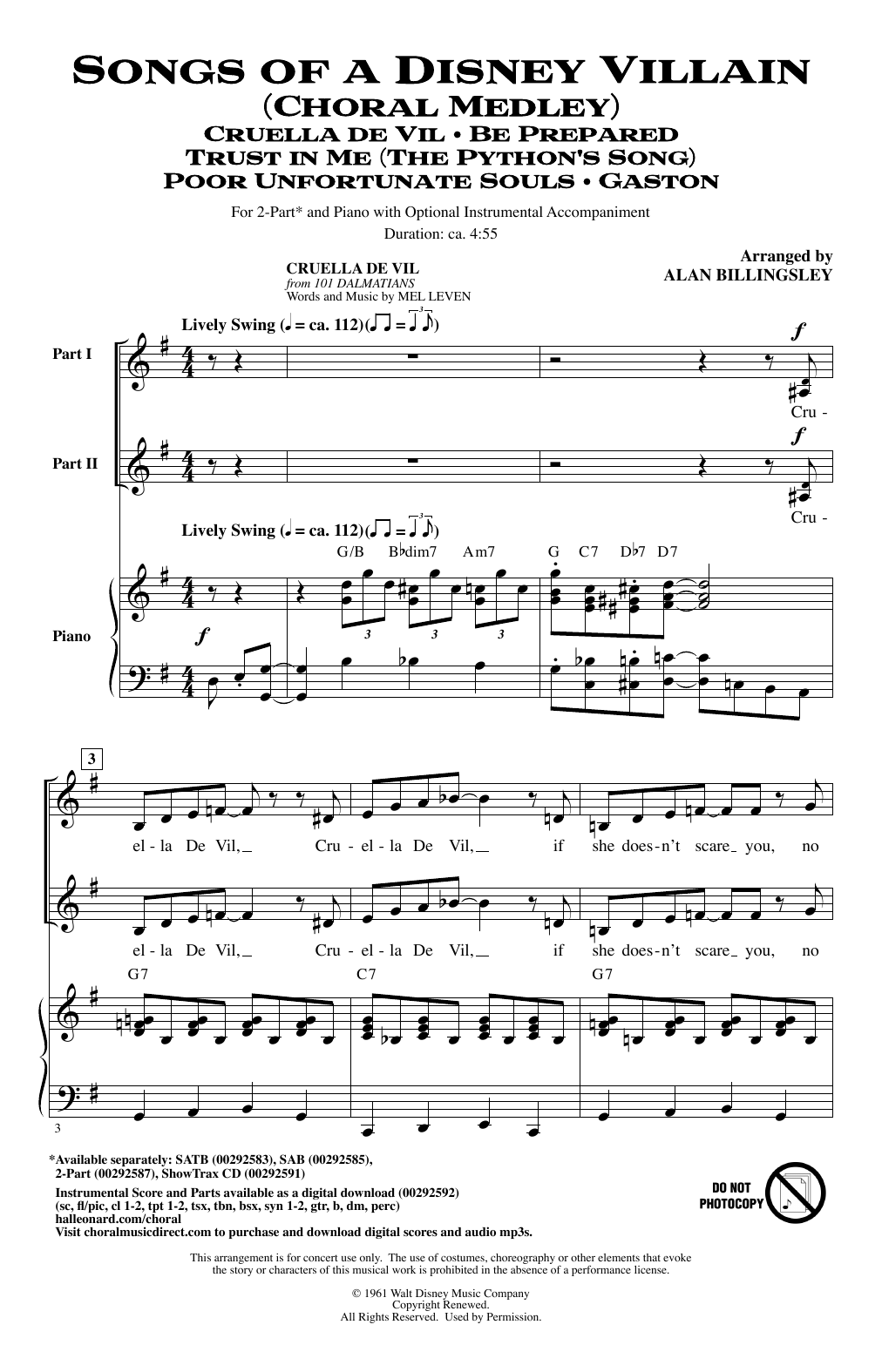 Product picture to: Songs Of A Disney Villain (Choral Medley)