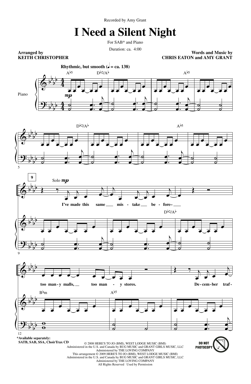Produktbild zu: I Need A Silent Night (arr. Keith Christopher)