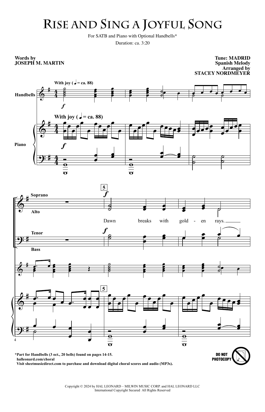Produktbild zu: Rise And Sing A New Song (arr. Stacey Nordmeyer)