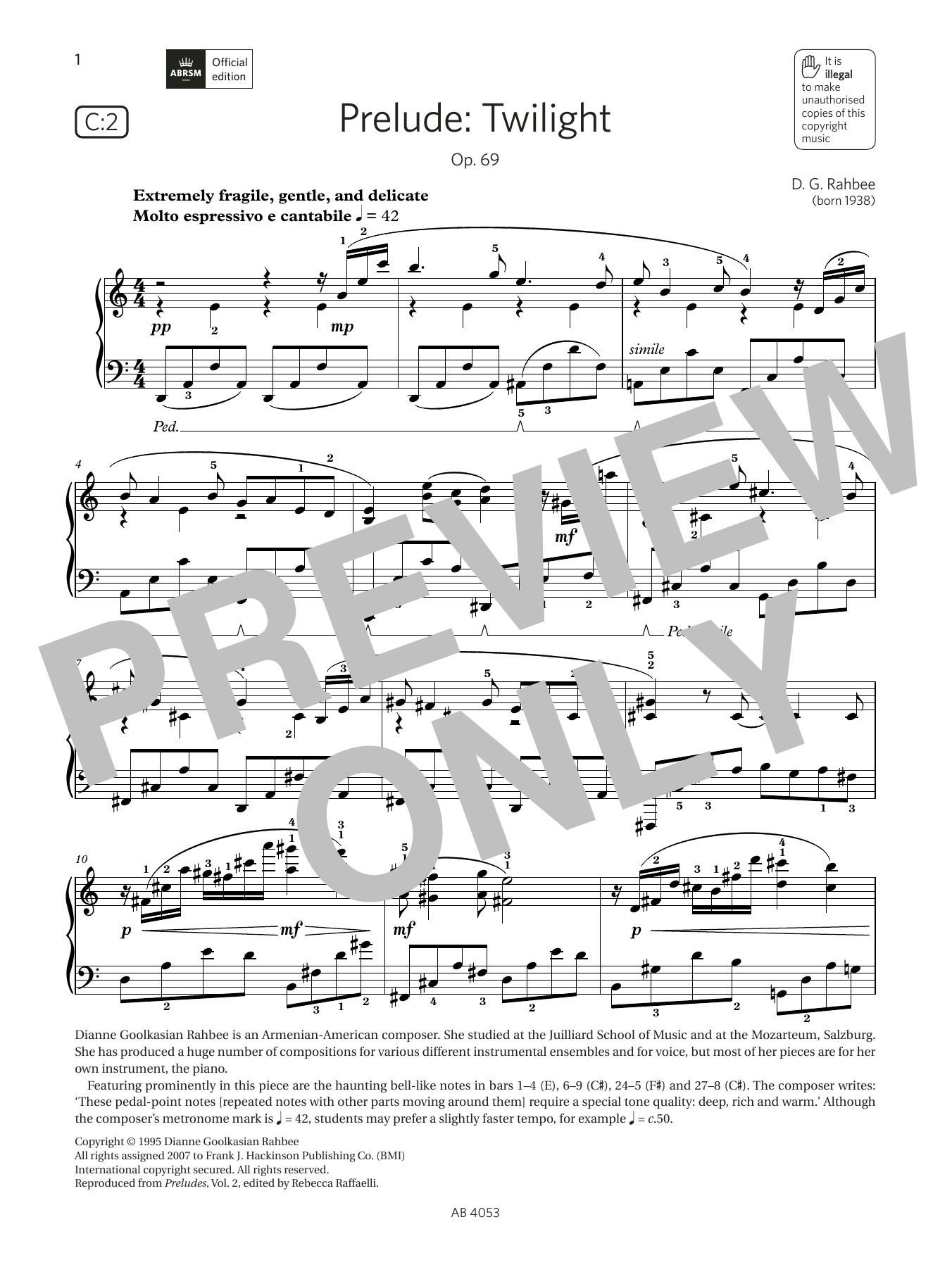 Product picture to: Prelude: Twilight (Grade 7, list C2, from the ABRSM Piano Syllabus 2023 & 2024)