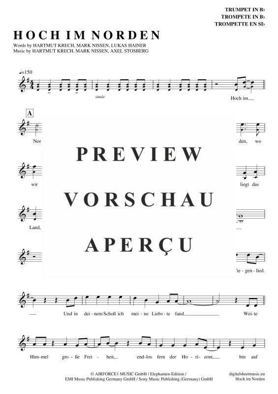 Produktgalerie: Seite 2 von 4 Hoch Im Norden, Santiano, Trompete in B