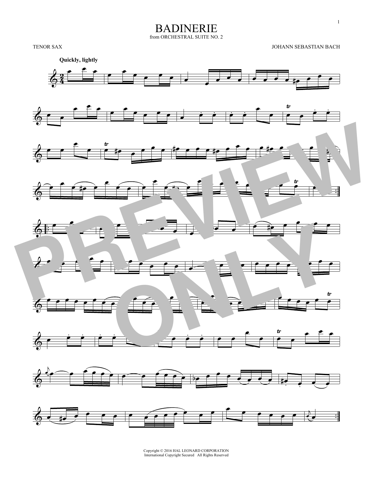 Product gallery: Page 1 of 1 Badinerie (Suite No. 2), Johann Sebastian Bach