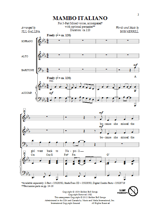 Product gallery: Page 1 of 1 Mambo Italiano (arr. Jill Gallina), Bob Merrill