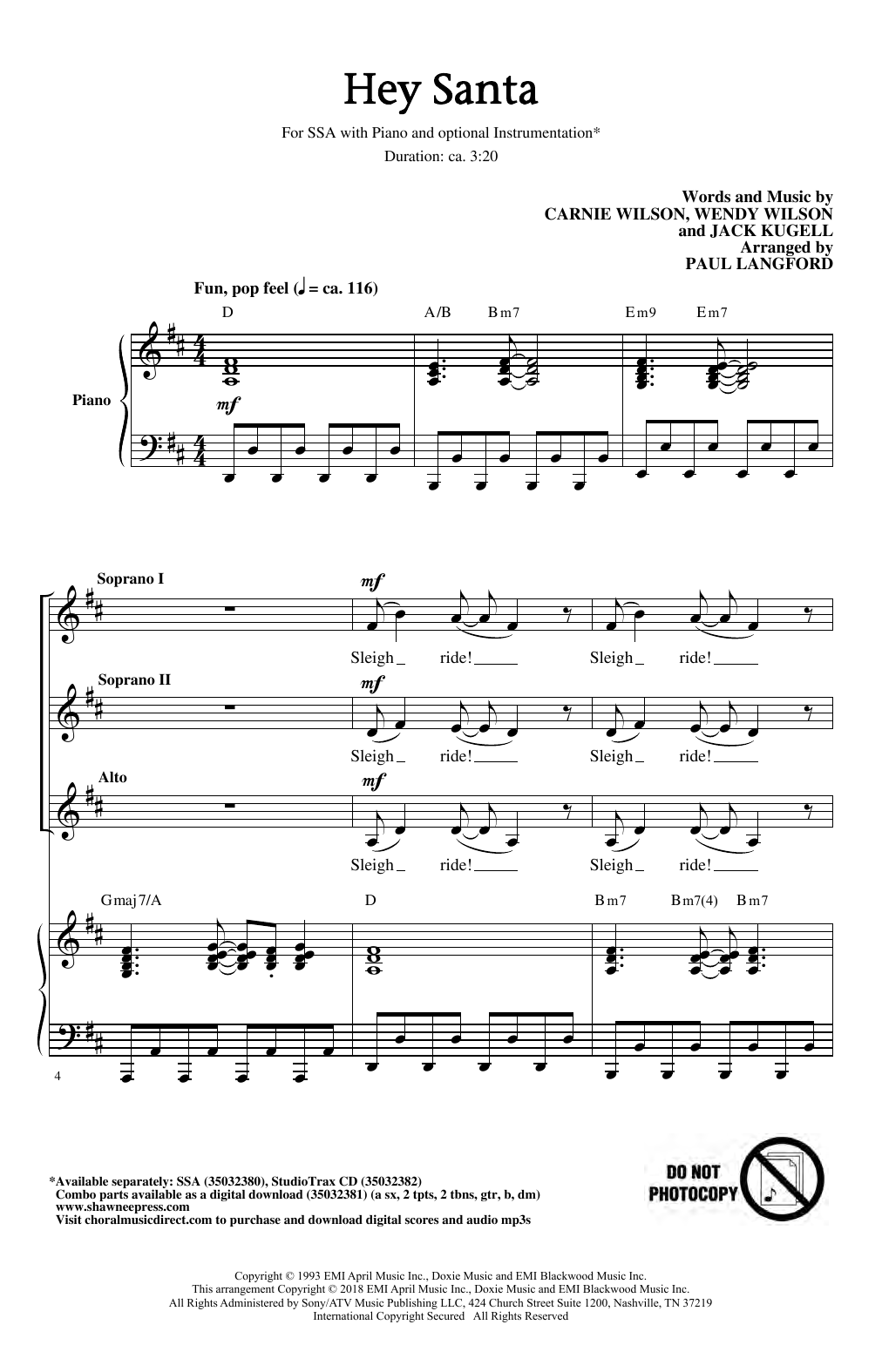 Product gallery: Page 1 of 1 Hey Santa! (arr. Paul Langford), Carnie & Wendy Wilson