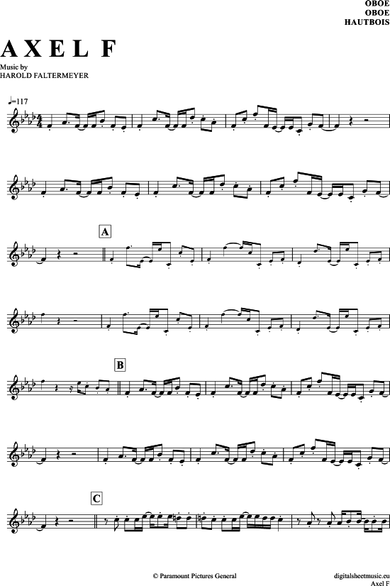 Produktgalerie: Seite 1 von 4 Axel F , Faltermeyer, Harold, (Oboe)