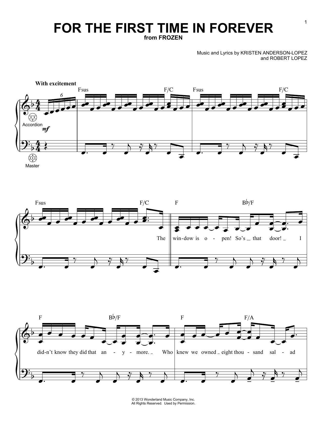 Produktbild zu:  For The First Time In Forever (from Frozen) - Kristen Bell & Idina Menzel