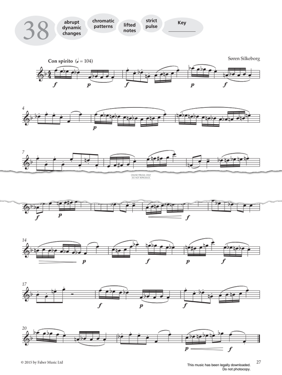 Product gallery: Page 1 of 1 Study No.38 Con spirito (from 'More Graded Studies For Flute Book One'), Søren Silkeborg