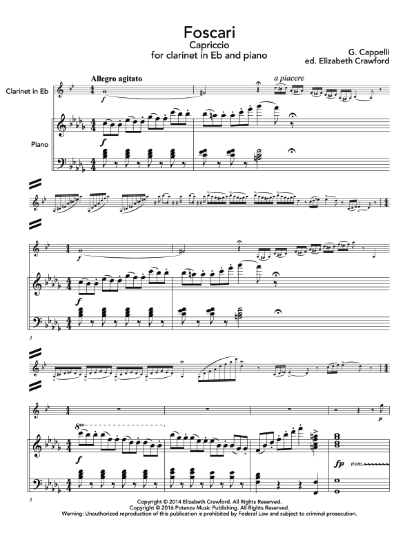 Product gallery: Page 1 of 11 Capriccio sull´ Opera Foscari, , (clarinet in E flat and piano)