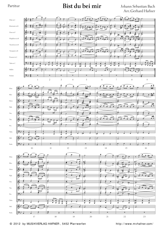 Product gallery: Page 1 of 11 Bist du bei mir, , (large wind orchestra)