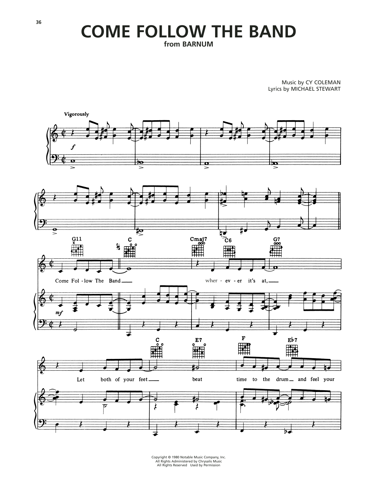 Produktgalerie: Seite 1 von 1 Come Follow The Band (from Barnum), Cy Coleman, Gesang, Gitarre, Klavier