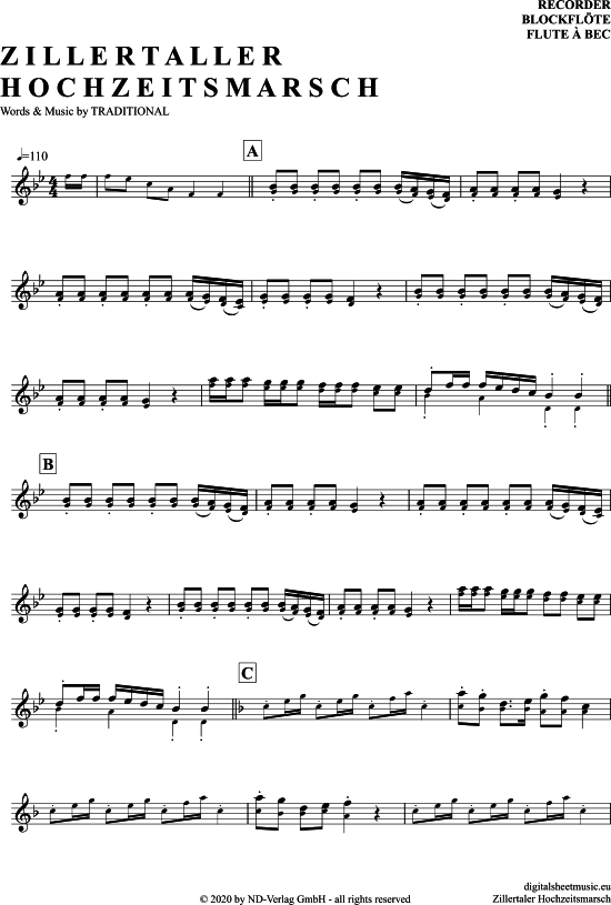 Produktbild zu: Zillertaler Hochzeitsmarsch Traditional