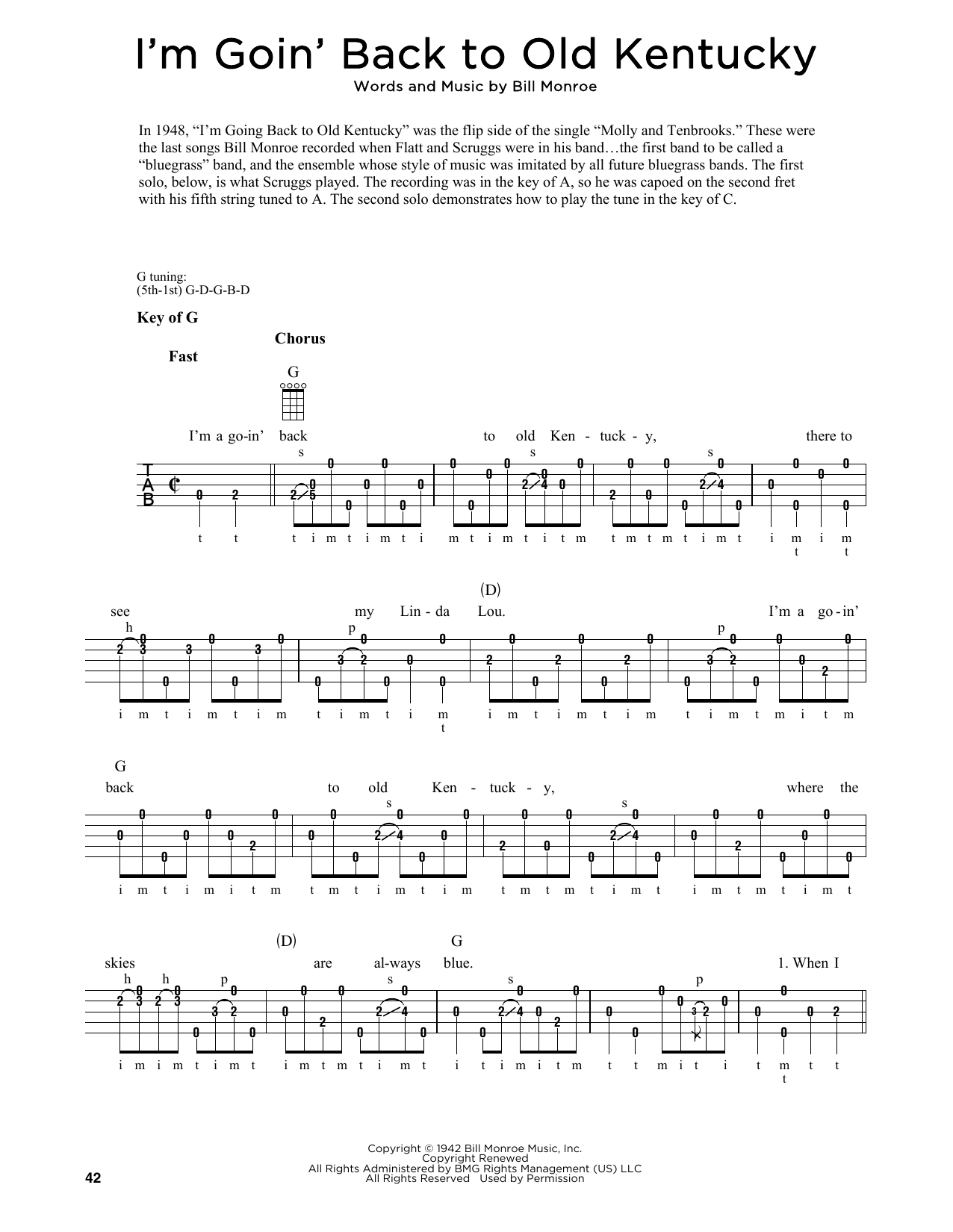 Product gallery: Page 1 of 1 I'm Goin' Back To Old Kentucky (arr. Fred Sokolow), Bill Monroe