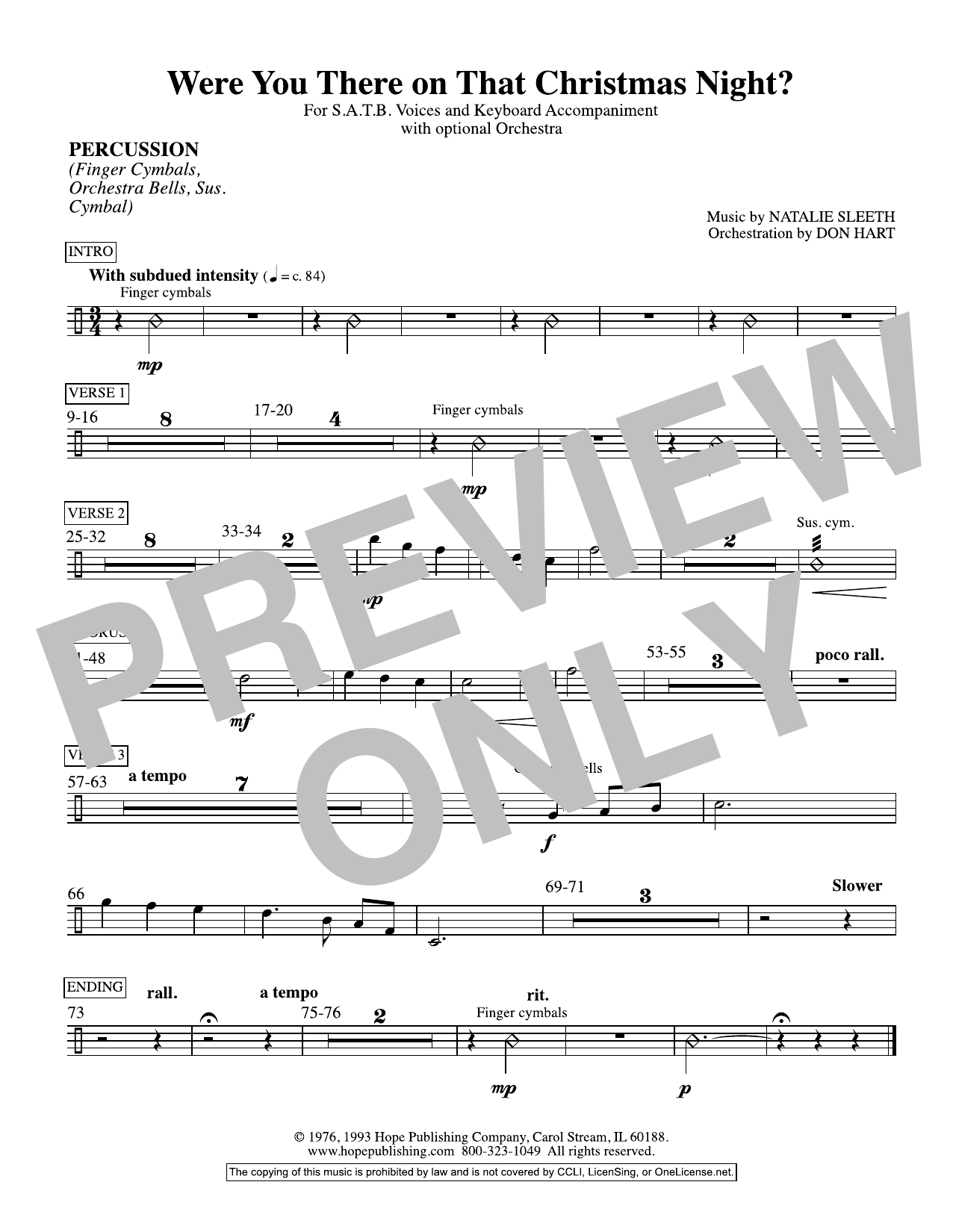 Product gallery: Page 1 of 1 Were You There On That Christmas Night? (arr. Don Hart) - Percussion, NATALIE SLEETH