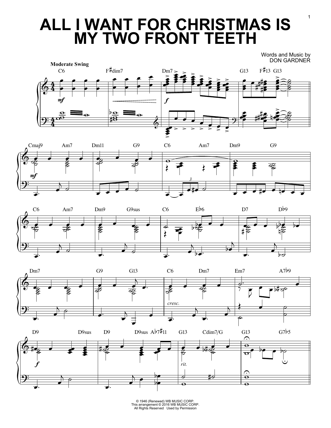 Product gallery: Page 1 of 1 All I Want For Christmas Is My Two Front Teeth (arr. Brent Edstrom) [Jazz version], Don Gardner