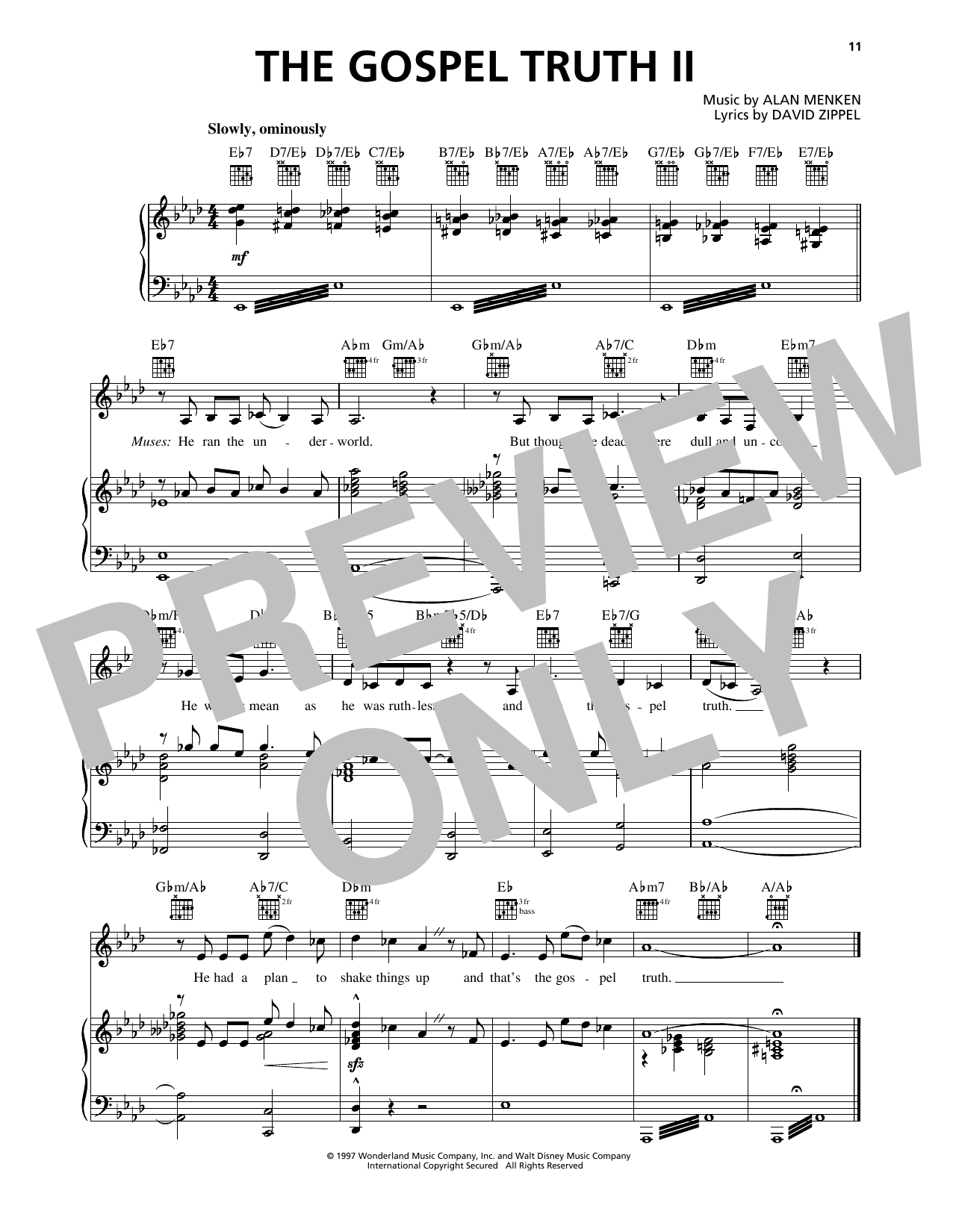 Produktgalerie: Seite 1 von 1 The Gospel Truth II (from Hercules), Alan Menken, Gesang, Gitarre, Klavier
