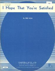 cover: I Hope That You're Satisfied, Fred Rose