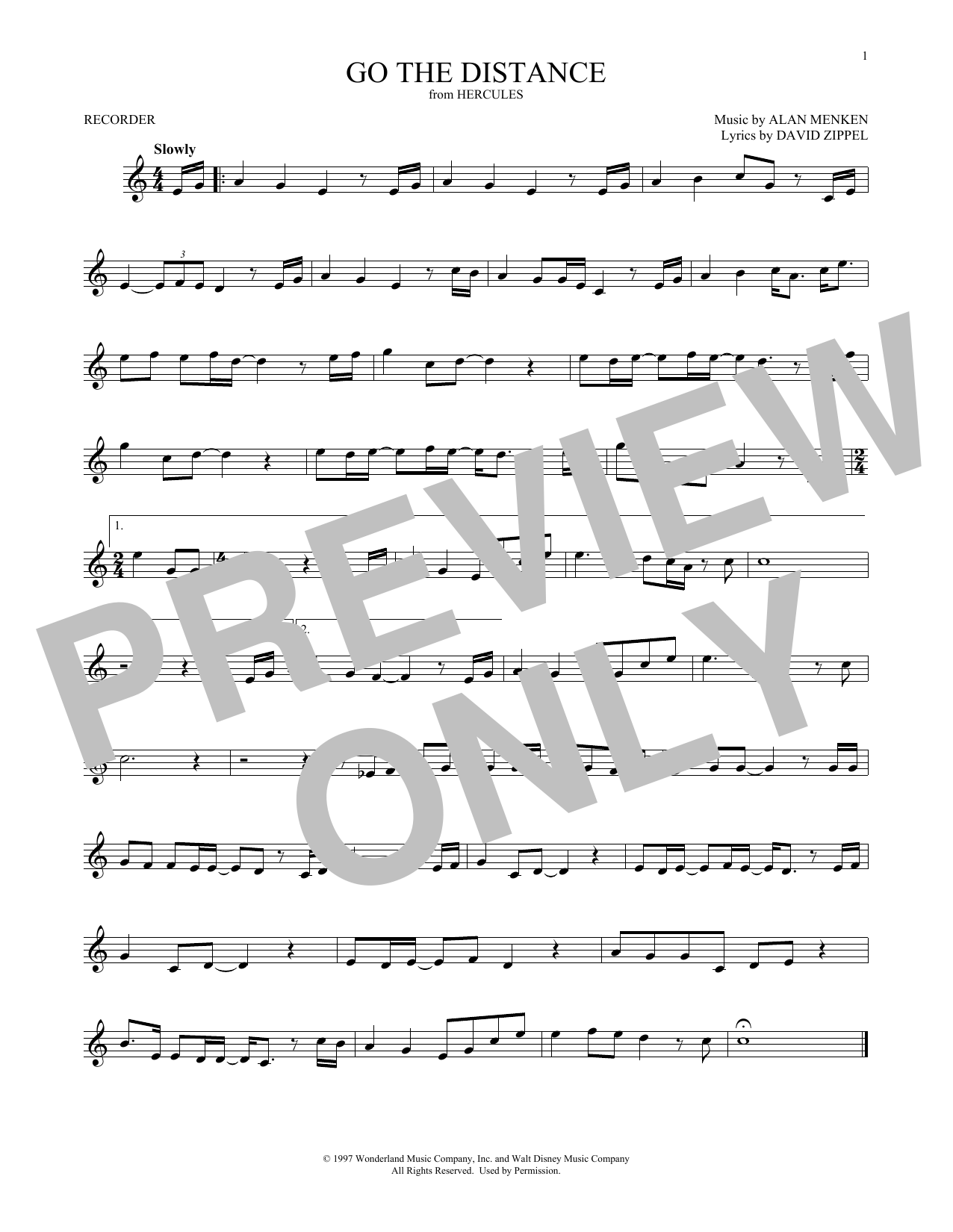Product gallery: Page 1 of 1 Go The Distance (from Hercules), Alan Menken & David Zippel
