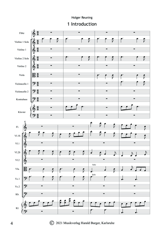 gallery: Burgbergsuite, , Gemischtes Ensemble für Streicher, Klavier & Flöte - Partitur