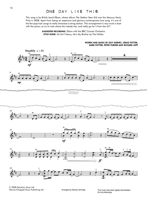 Produktgalerie: Seite 1 von 1 One Day Like This, Elbow, Violine