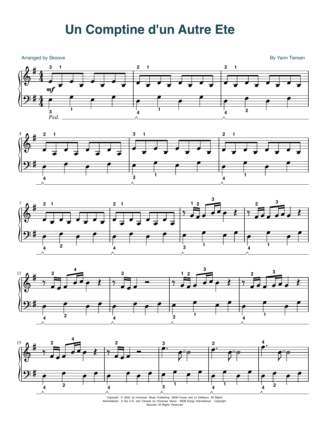 Produktbild zu: Comptine d'un autre été (arr. Skoove)