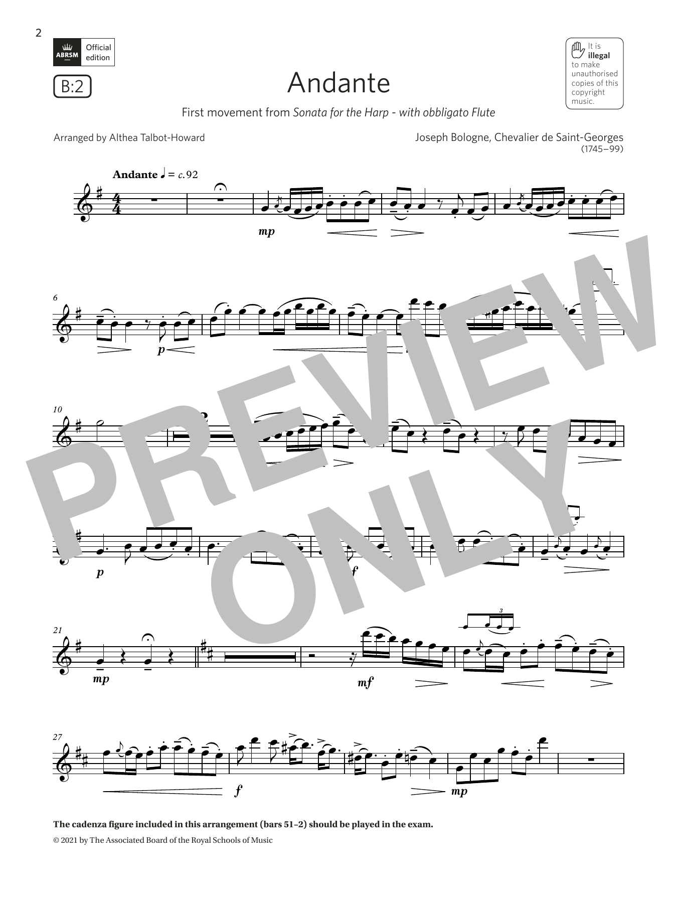 Product gallery: Page 1 of 1 Andante (from Sonata for the Harp) (Grade 5 List B2 from the ABRSM Saxophone syllabus from 2022), Althea Talbot-Howard
