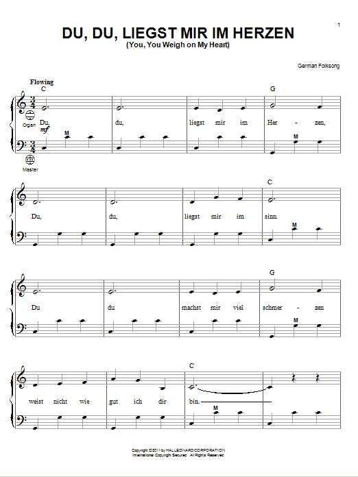 Product gallery: Page 1 of 1 Du, Du Liegst Mir Im Herzen (You, You Weigh On My Heart), German Folksong