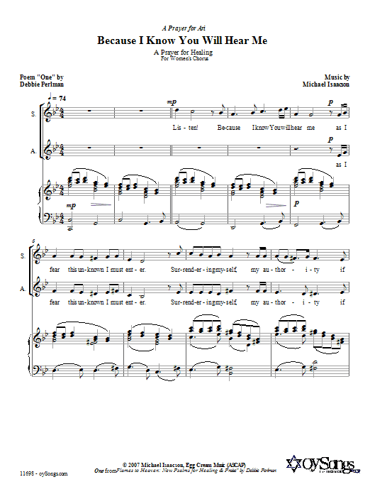 Product gallery: Page 1 of 1 Because I Know You Will Hear Me, Michael Isaacson