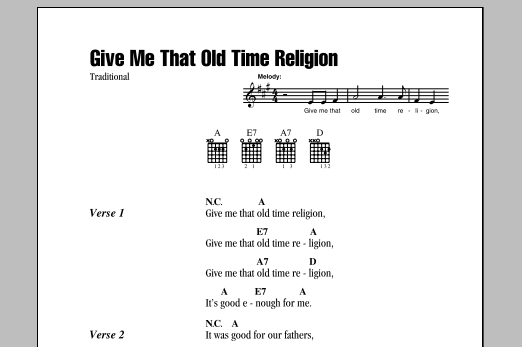 Produktgalerie: Seite 1 von 1 Give Me That Old Time Religion, African-American Spiritual, Gitarre