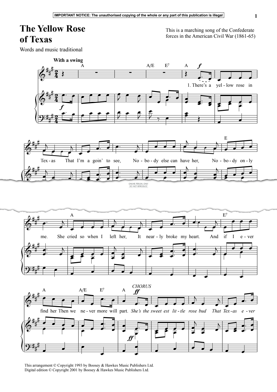 gallery: The Yellow Rose of Texas, Traditional, Gesang, Klavier