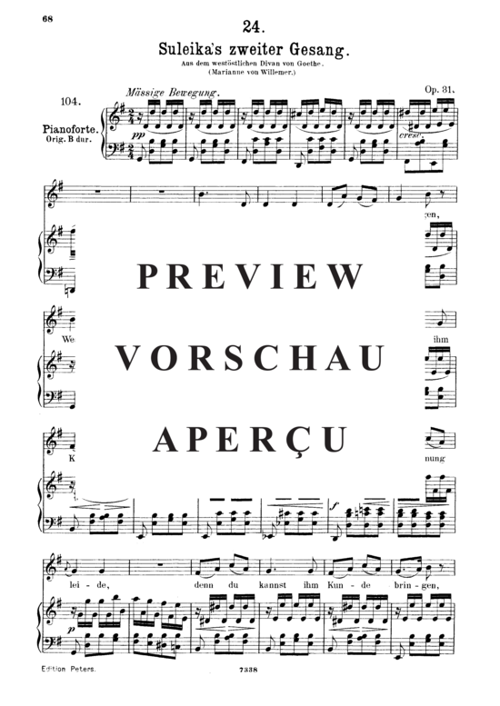 Product gallery: Page 2 of 8 Suleika II, D.717 Ach, um deine feuchten Schwingen, , Medium Voice and Piano