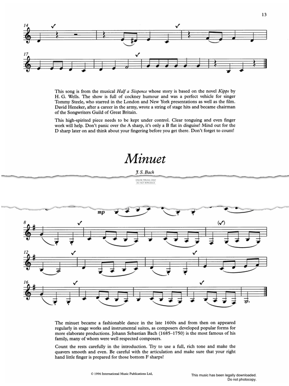 Product gallery: Page 1 of 1 Minuet, Johann Sebastian Bach