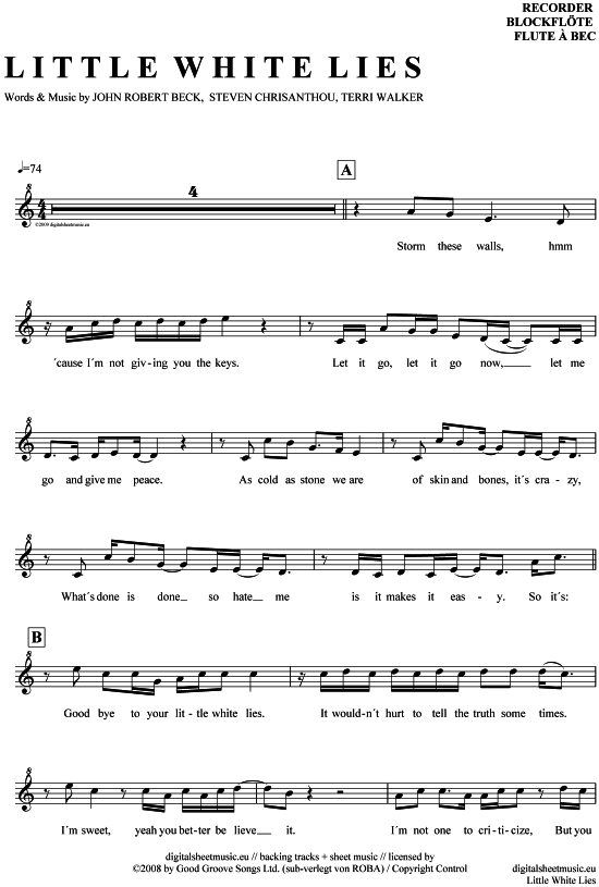Product gallery: Page 1 of 4 Little white lies , Kae, Jenniffer, (recorder)