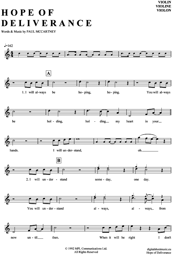 Product picture to: Hope Of Deliverance Paul McCartney