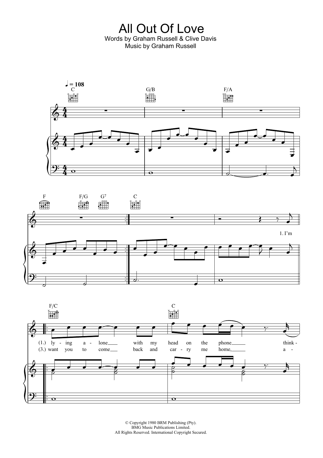 Produktgalerie: Seite 1 von 1 All Out Of Love, Air Supply, Gesang, Gitarre, Klavier