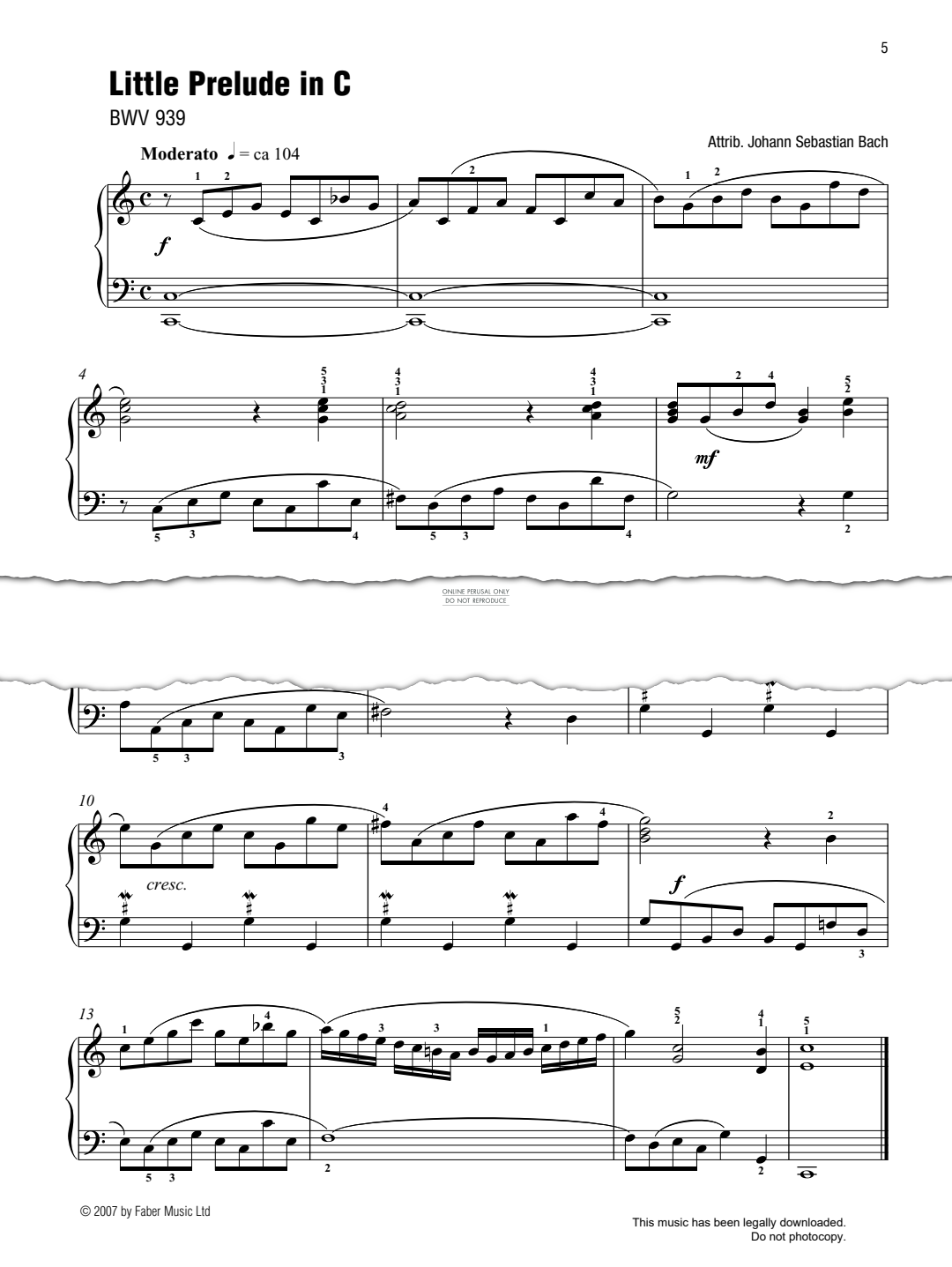 Produktgalerie: Seite 1 von 1 Little Prelude in C (BWV 939), Johann Sebastian Bach, Klavier