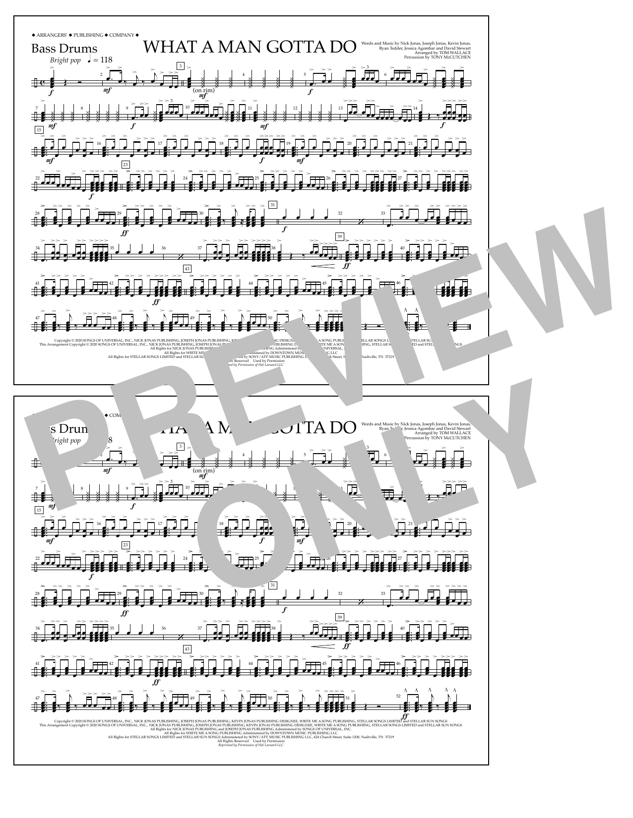 Produktbild zu: What a Man Gotta Do (arr. Tom Wallace) - Bass Drums