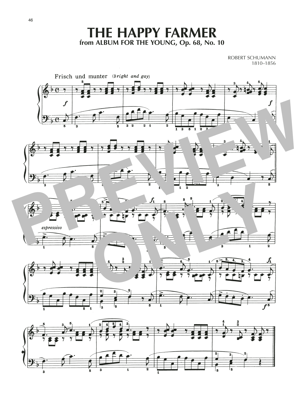 Product gallery: Page 1 of 1 The Happy Farmer Returning From Work, Op. 68, No. 10, Robert Schumann