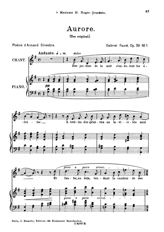 gallery: Aurore Op.39 No.1 , , (Gesang hoch + Klavier)
