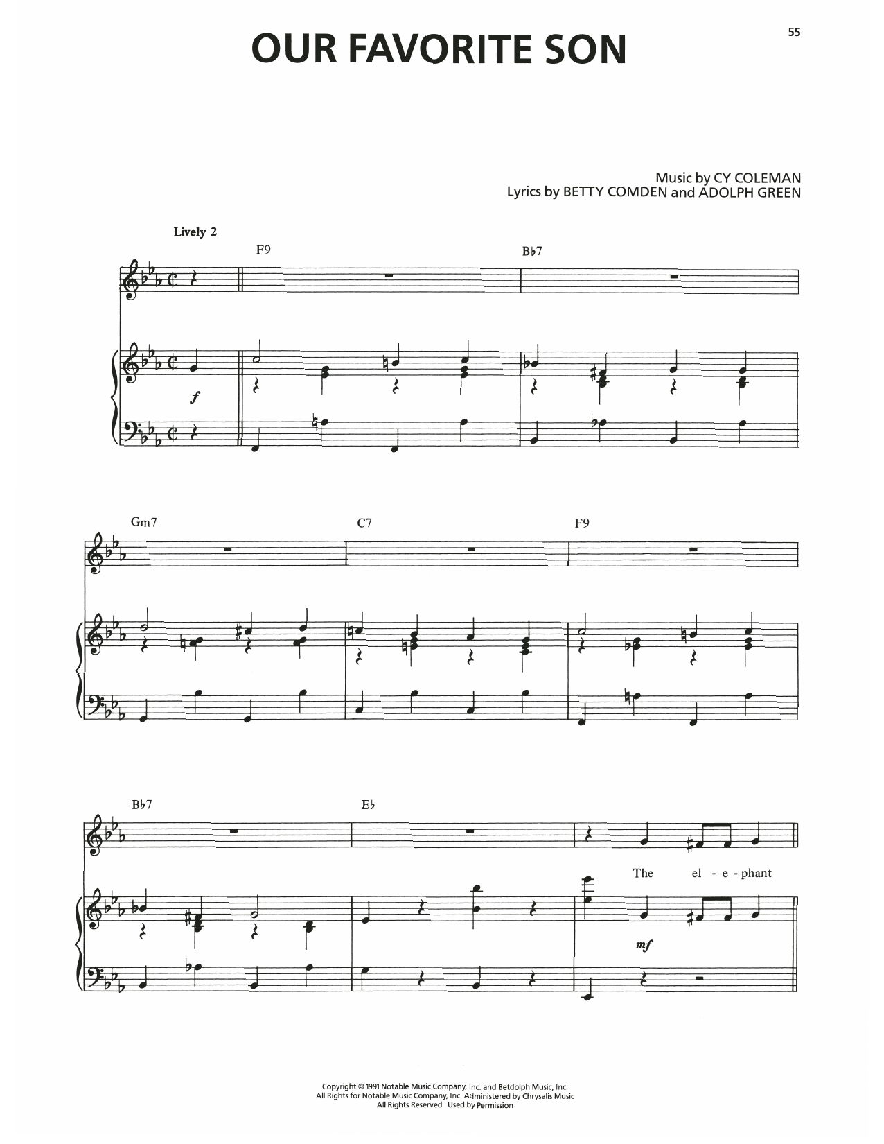 Produktgalerie: Seite 1 von 1 Our Favorite Son (from The Will Rogers Follies), Cy Coleman, Gesang, Klavier