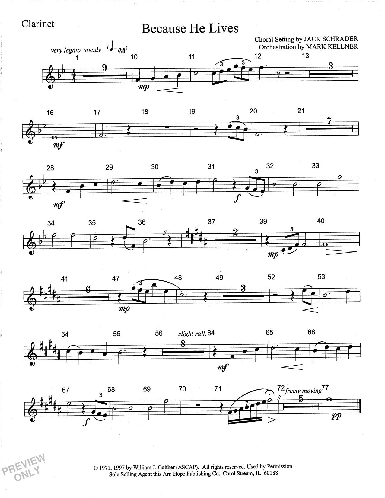 Product picture to: Because He Lives - Clarinet