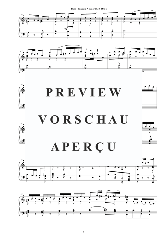 Produktgalerie: Seite 5 von 11 Fuge in A-Moll BWV 1003b - Piano Version, , Klavier Solo