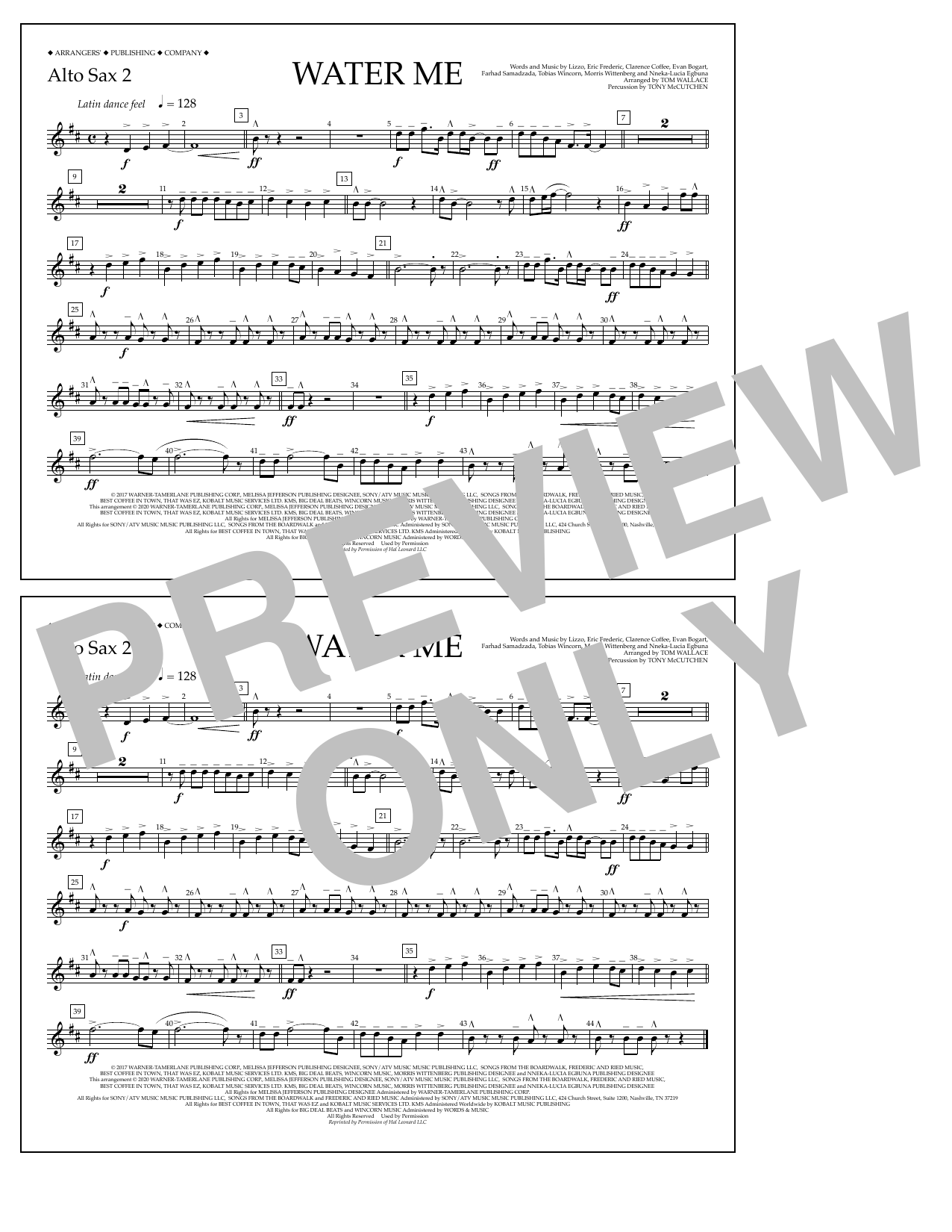 Product picture to: Water Me (arr. Tom Wallace) - Alto Sax 2